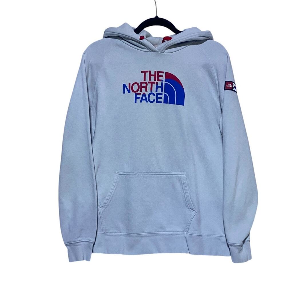 North Face Pullover Sweater Hoodie Women's Size Large Off-White w/Front Pocket